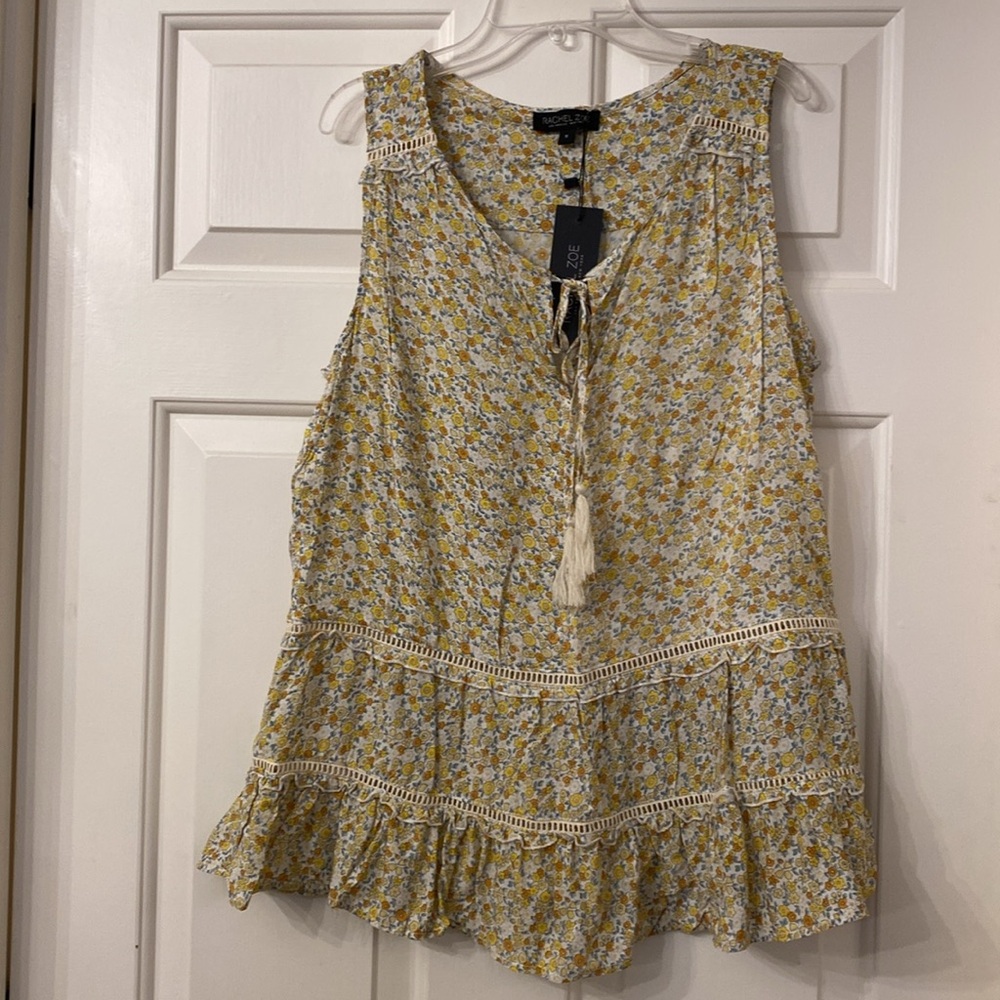 NWT Rachel Zoe Yellow Floral Sleeveless Top Small